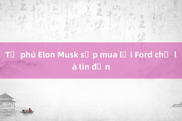 Tỉ phú Elon Musk sắp mua lại Ford chỉ là tin đồn