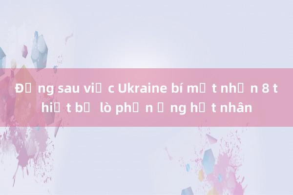 Đằng sau việc Ukraine bí mật nhận 8 thiết bị lò phản ứng hạt nhân